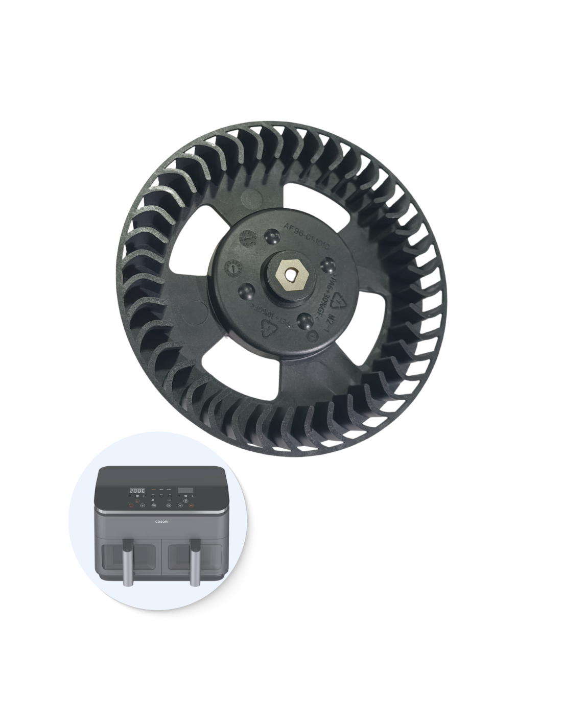 Hélice Ventilador Cosori 8.5L Freidora Dual Basket Chef Edición