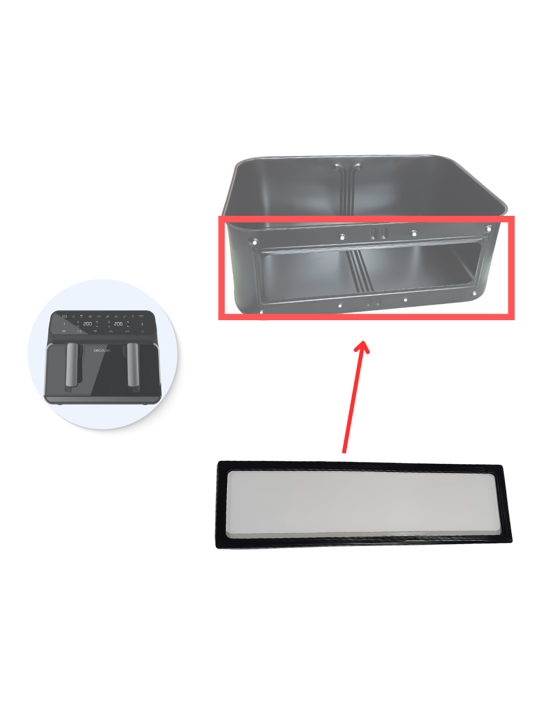 Pantalla Cristal Cecotec Freidora 9L Cecofry Advance 9000 Window