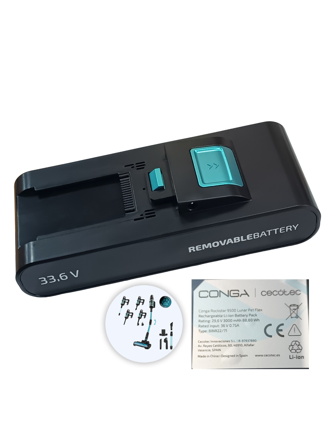 Batería Conga Rockstar 9500 Lunar Pet Flex Modelo:EU01_102550