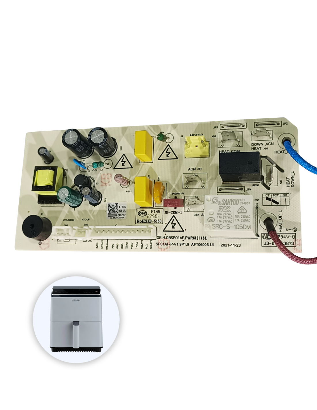 Placa Base Cosori 6.4L Dual Blaze Freidora sin Aceite CAF-P583S-AEUR