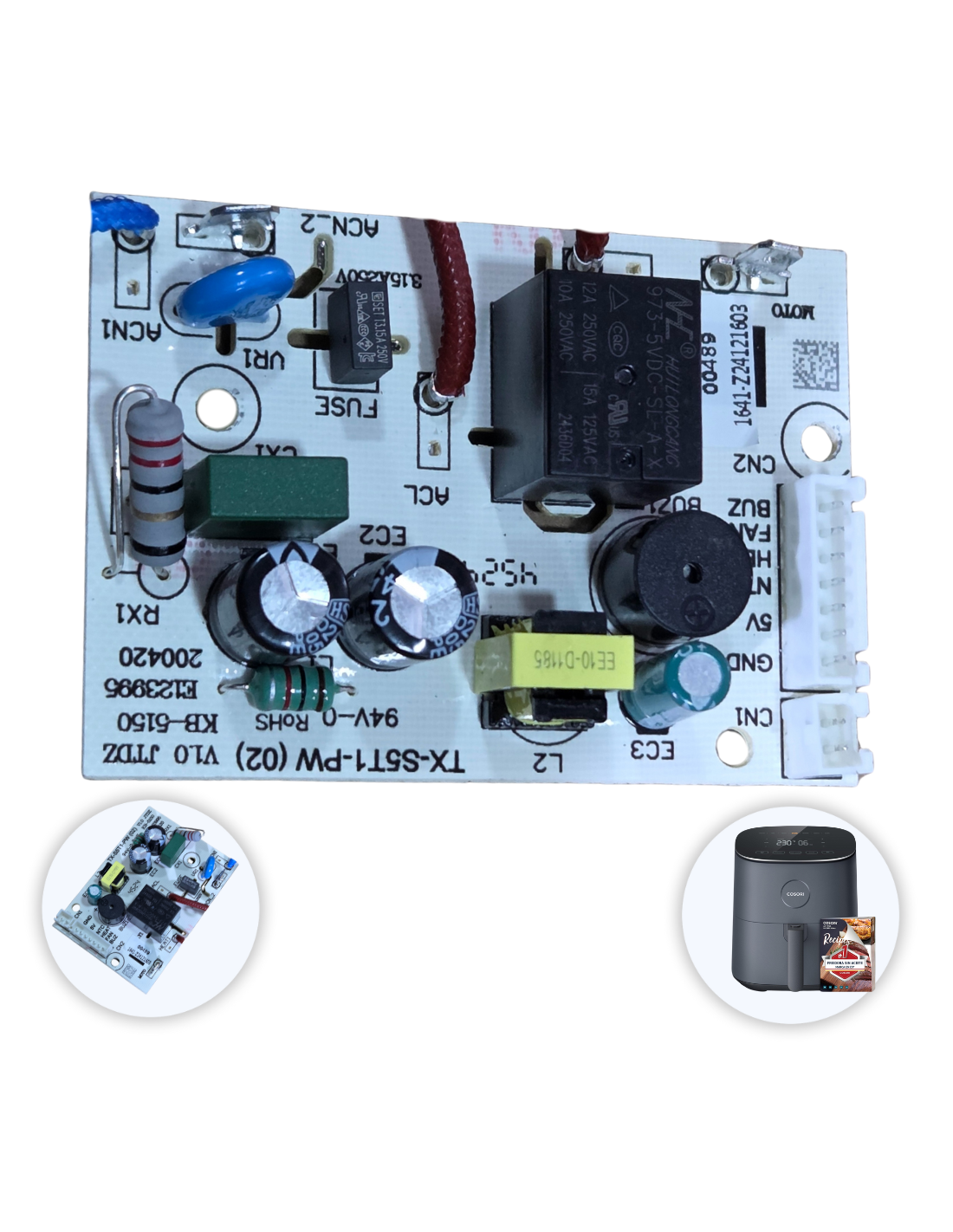 Placa PCB Cosori 4.7L Freidora de Aire, Air Fryer, Gris