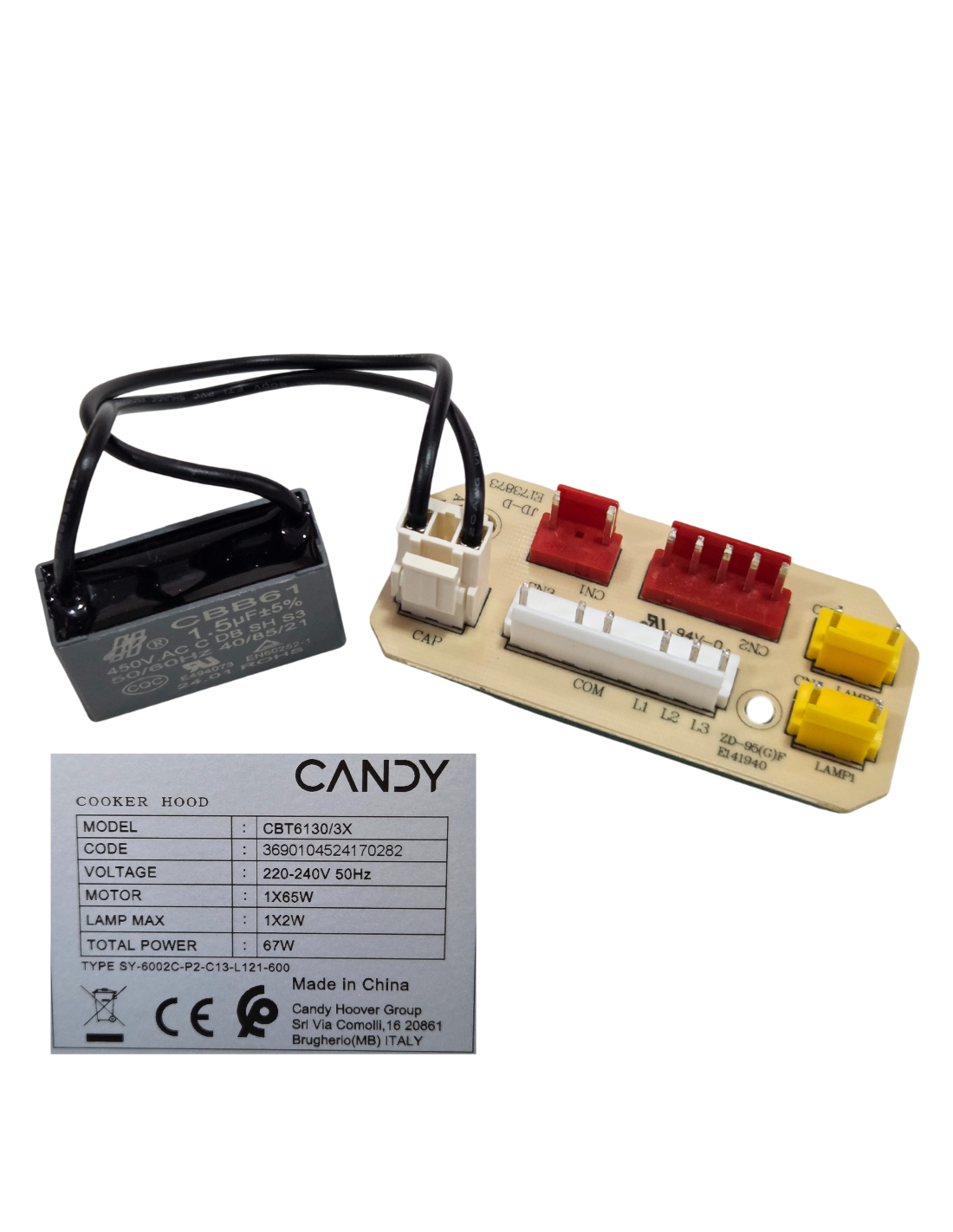Modulo PCB Control Candy CBT6130/3X, Campana Telescópica 60 CM