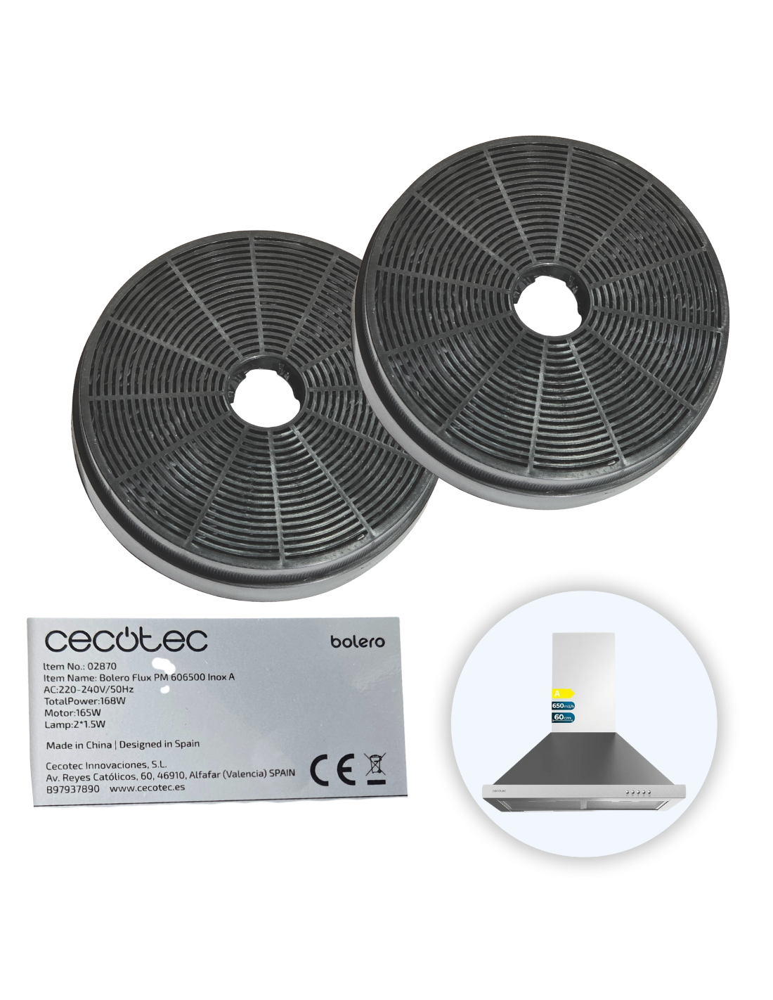 Pack Filtros Carbono Campana Bolero Flux PM 606500 Inox A