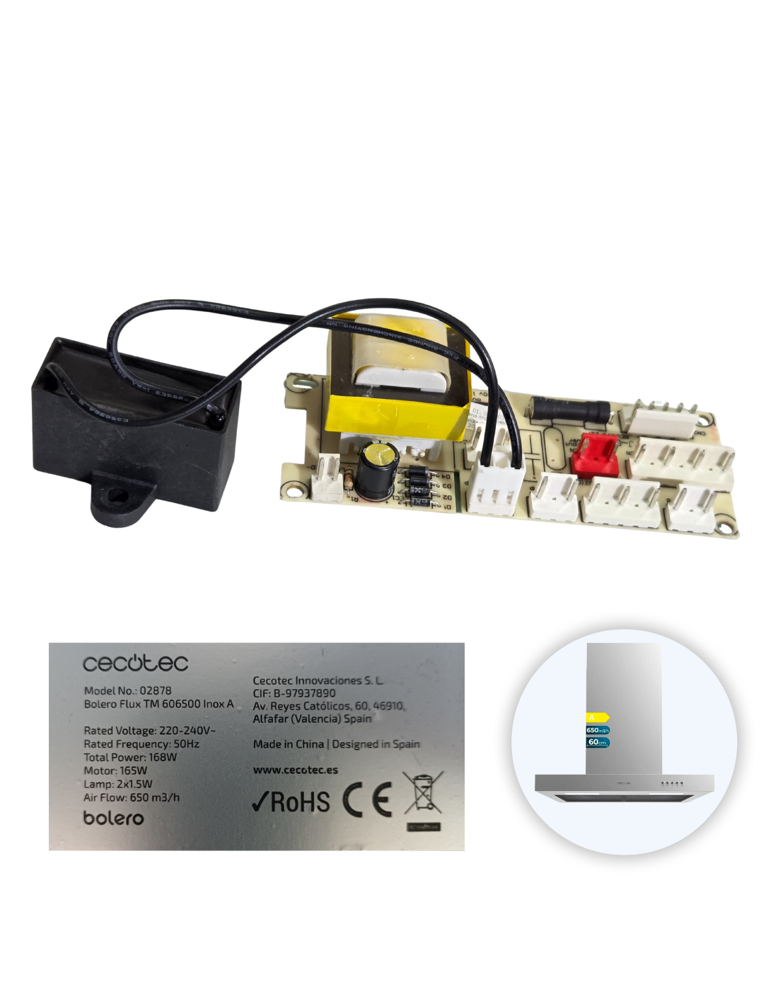 Modulo PCB Campana Bolero Flux TM 606500 Inox A Modelo: 02878