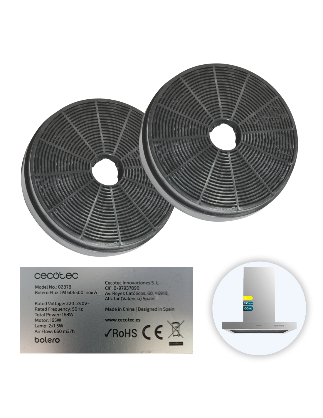 Pack Filtros Carbono Campana Bolero Flux TM 606500 Inox A