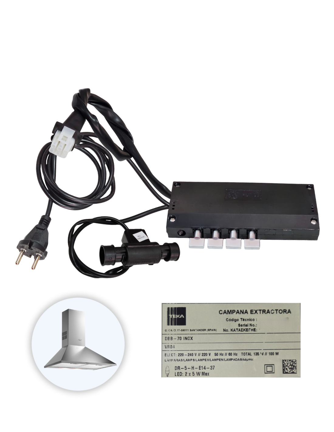 Modulo Control Teka DBB-70 INOX VR04 Campana Extractora de Pared 70 Cm