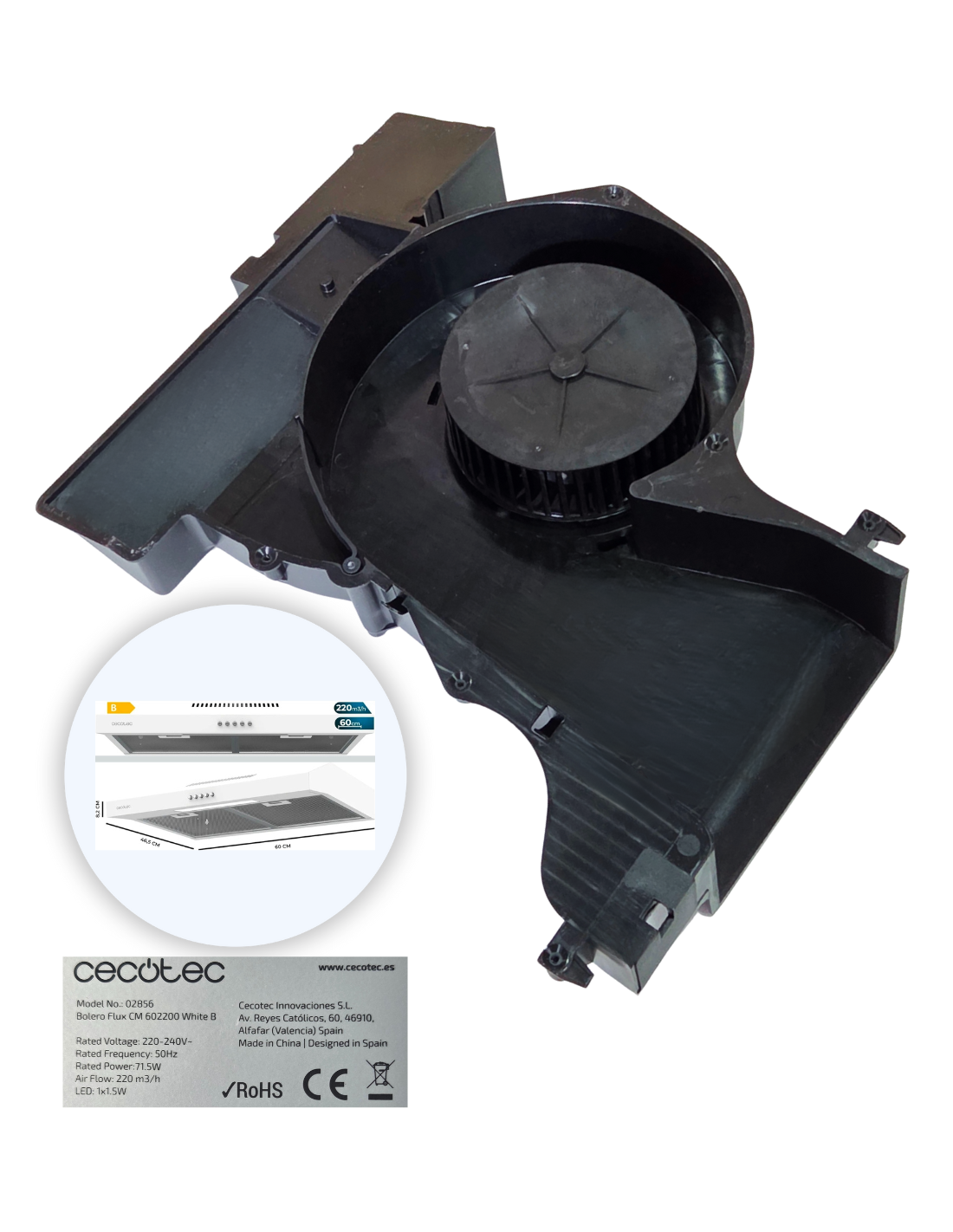 Motor Campana Bolero Flux 602200 White B, Motor 70W