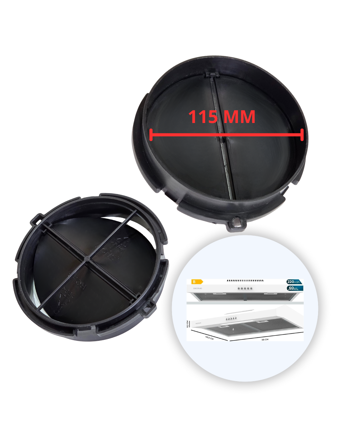 Válvula Retención 115 mm Campana Bolero Flux 602200 White B, Motor 70W