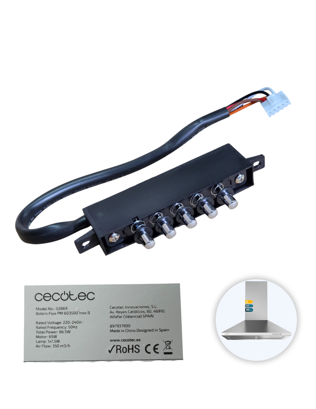 Modulo Control Campana Bolero Flux PM 603500 Inox B. Motor 65W