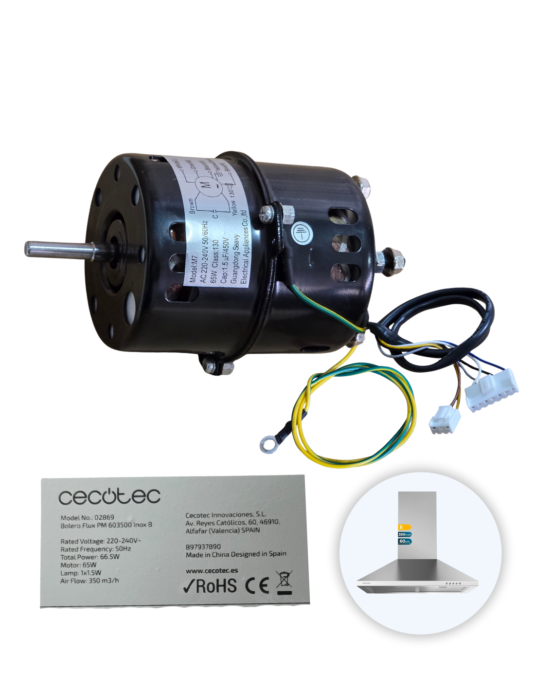 Motor Campana Bolero Flux PM 603500 Inox B. Motor 65W