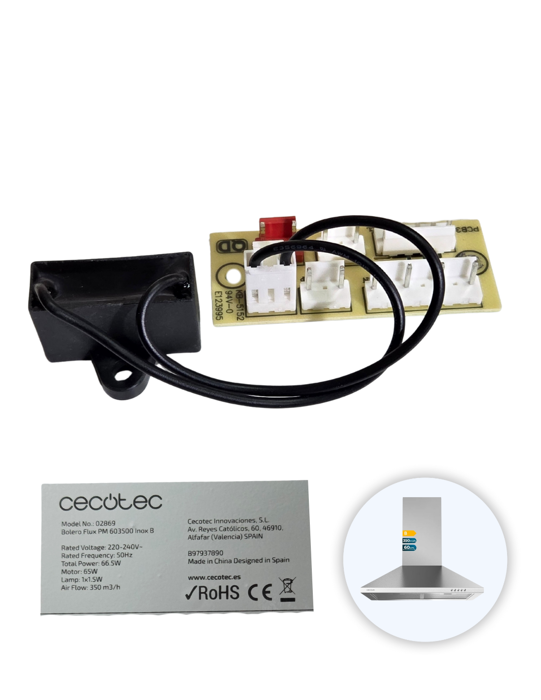 Modulo PCB Campana Bolero Flux PM 603500 Inox B. Motor 65W