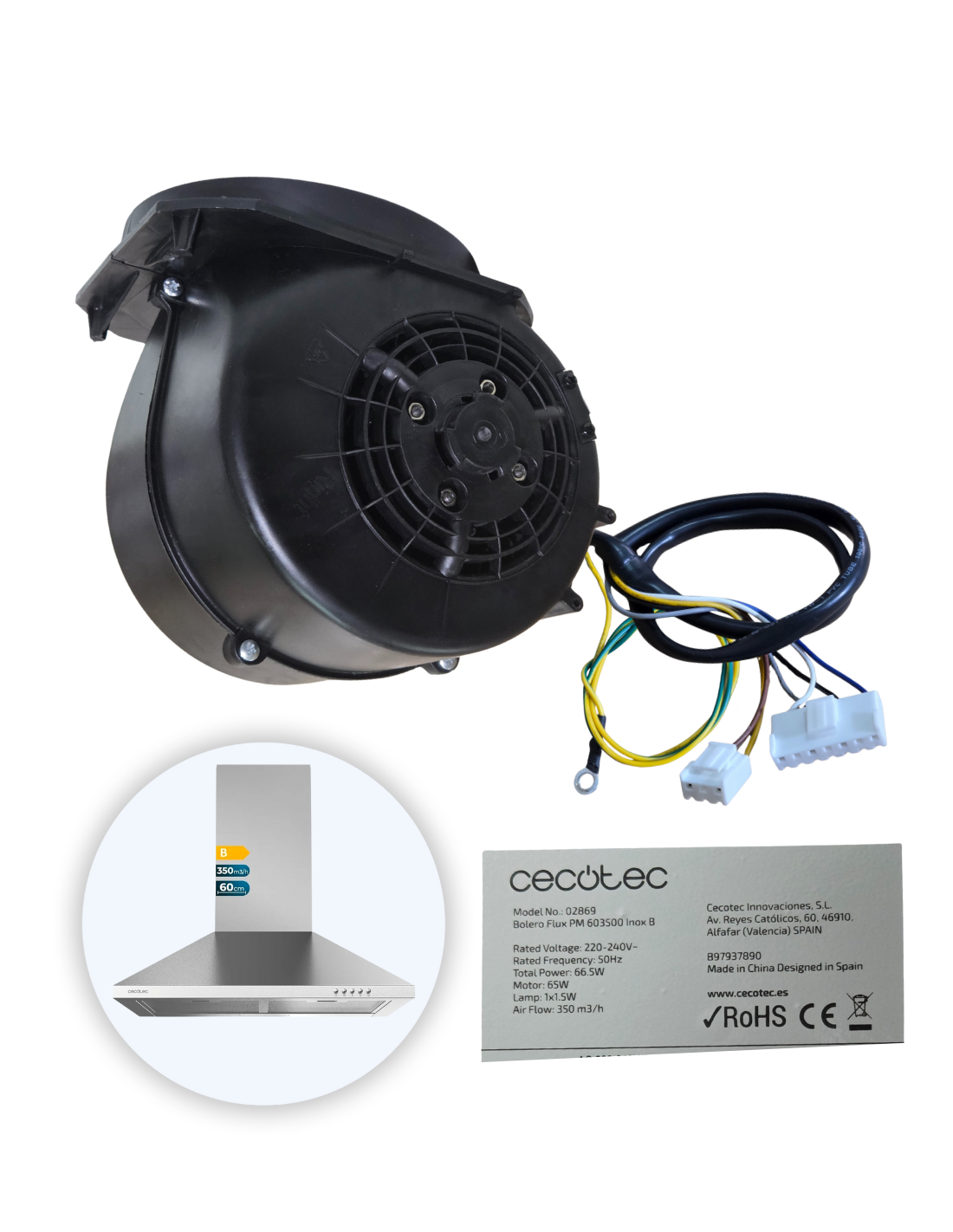 Motor Campana Bolero Flux PM 603500 Inox B. Motor 65W