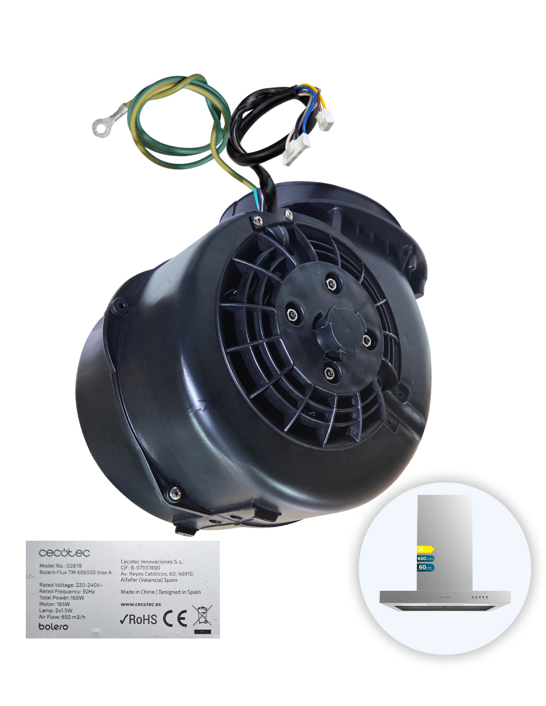 Motor Campana Bolero Flux TM 606500 Inox A Modelo: 02878