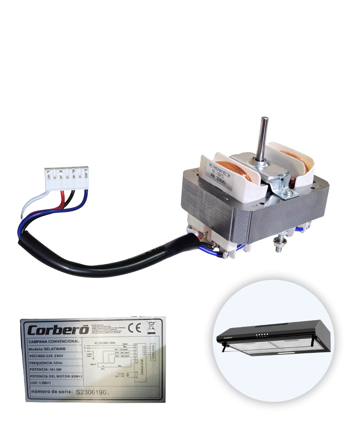 Motor YJF6822C 95W Corbero SELATI640B Campana Convencional 60 Cm