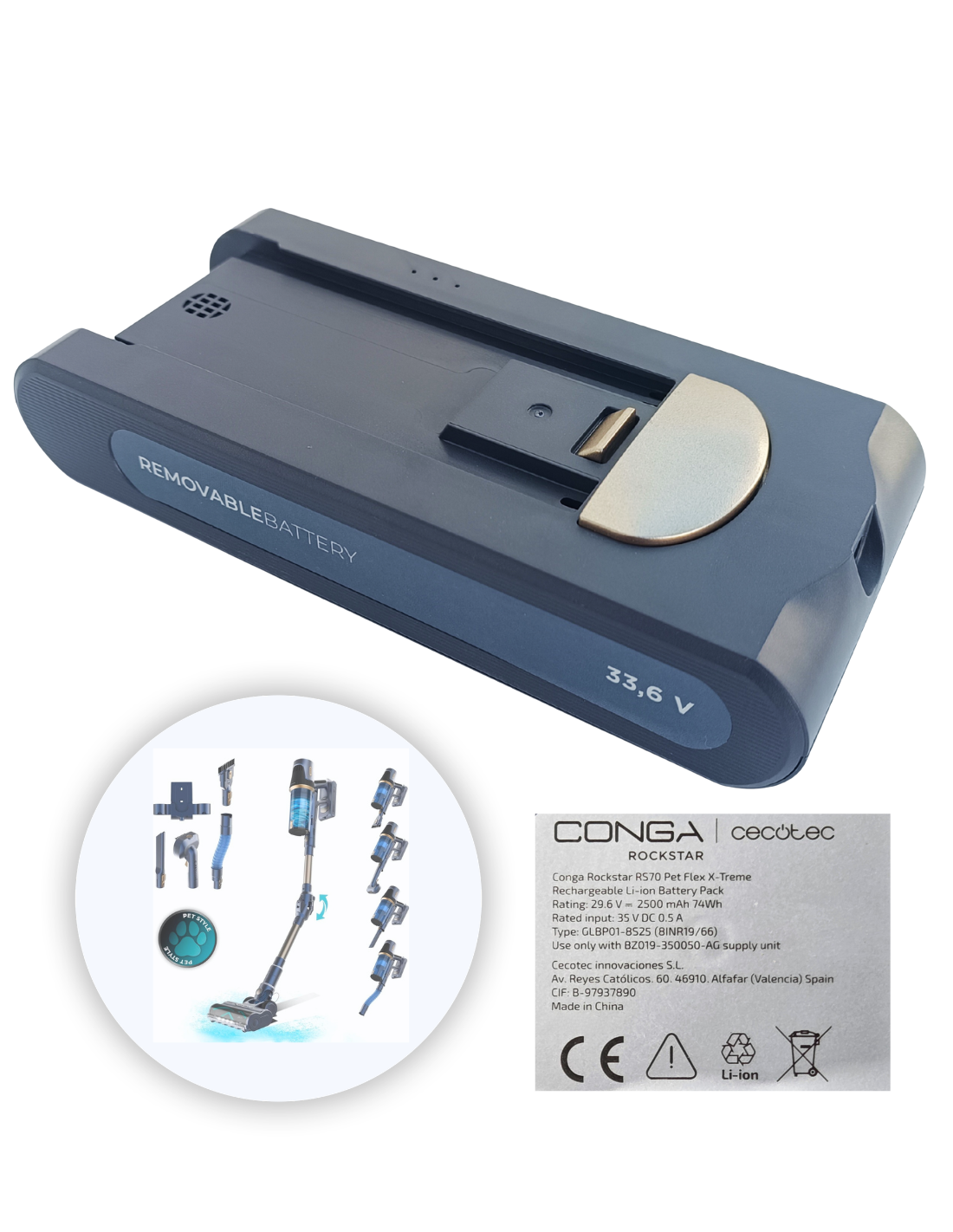 Batería Conga Rockstar RS70 Pet Flex X-Treme Modelo: EU01_119726