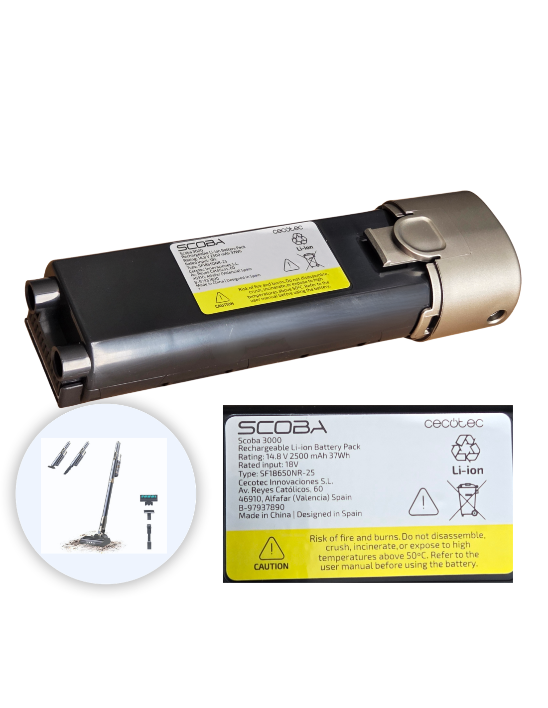Batería Scoba 3000 Aspiradora Escoba sin Cable