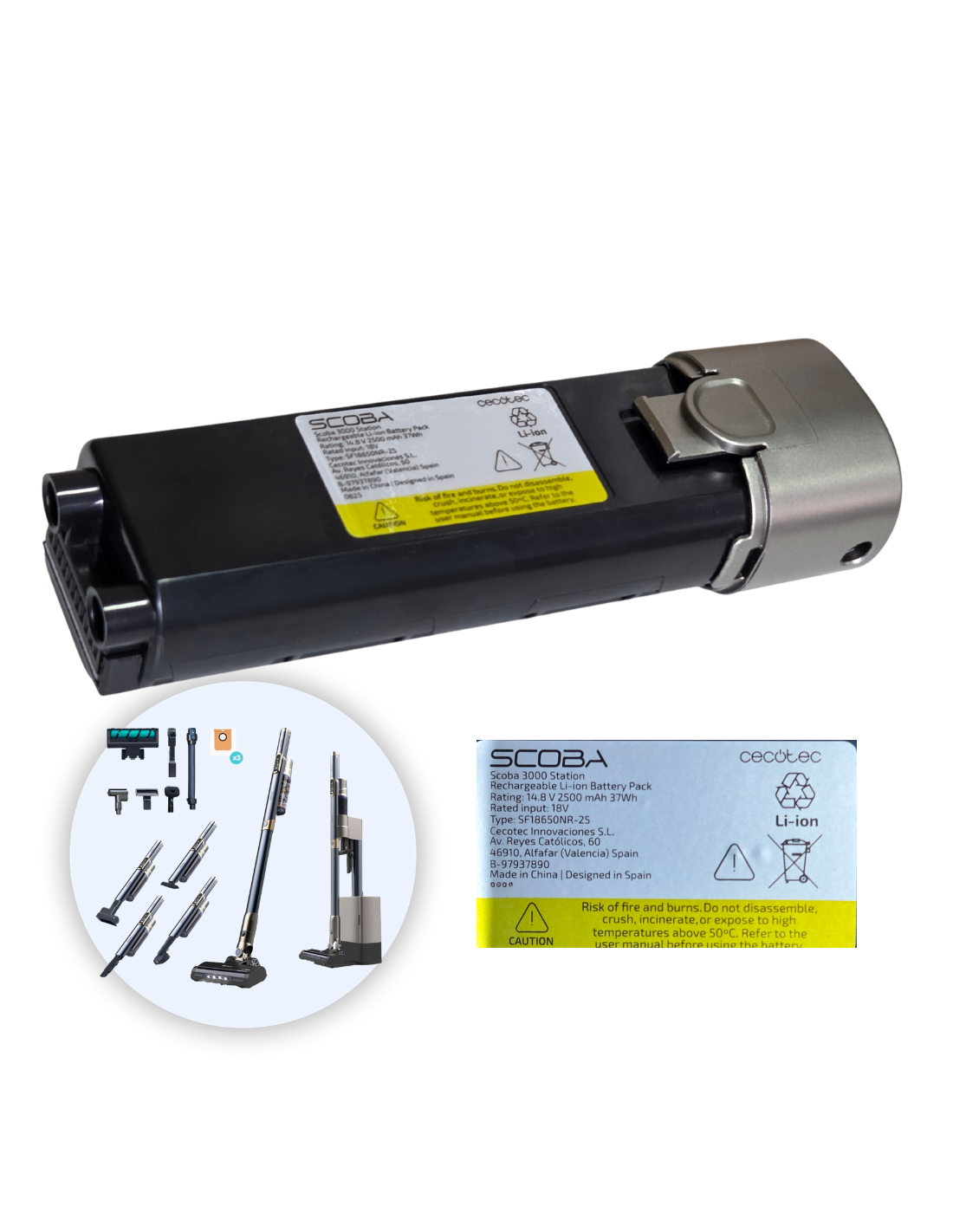 Batería Scoba 3000 Station Aspiradora Escoba sin Cable
