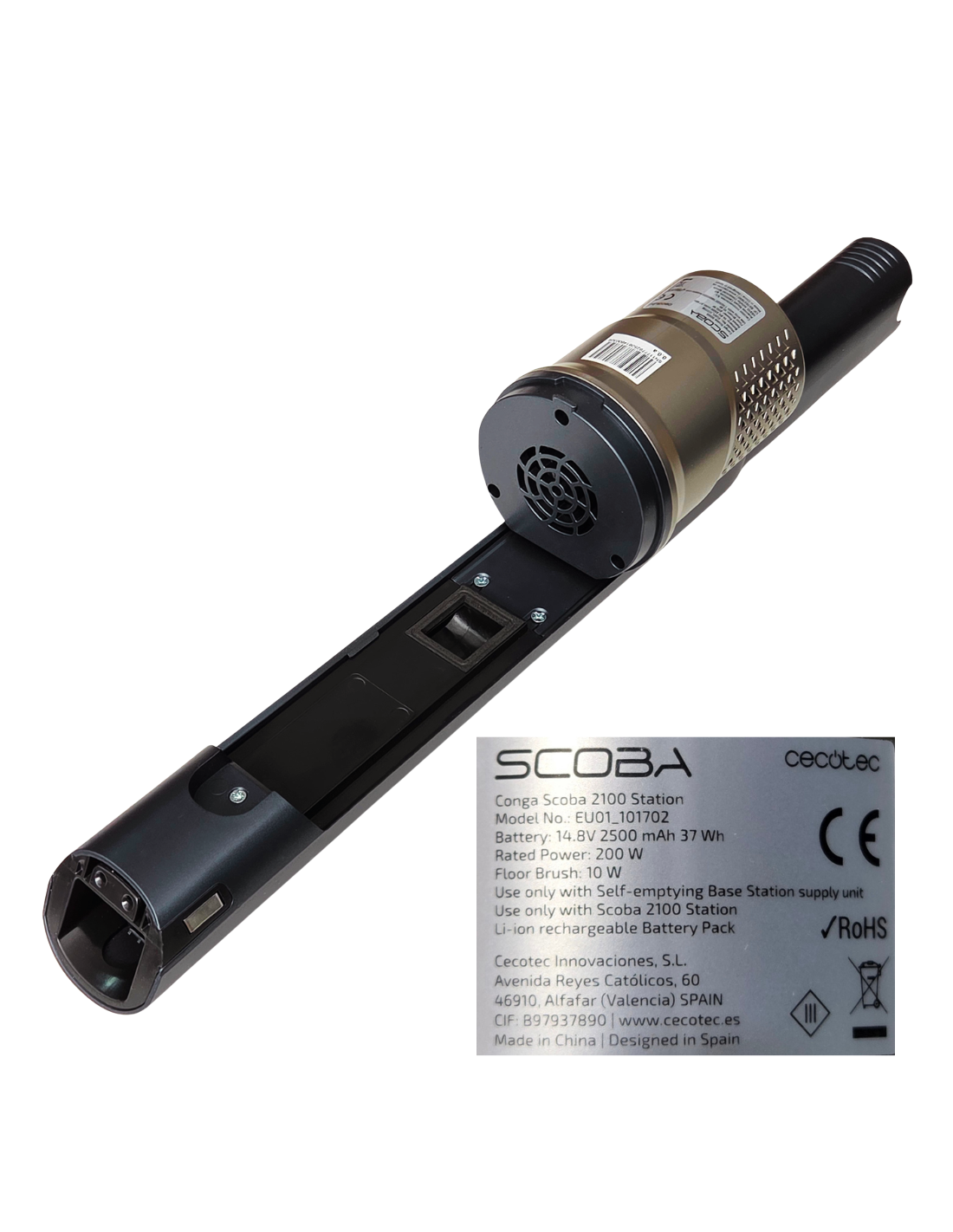 Cuerpo Motor Scoba 2100 Station Aspiradora Escoba sin Cable