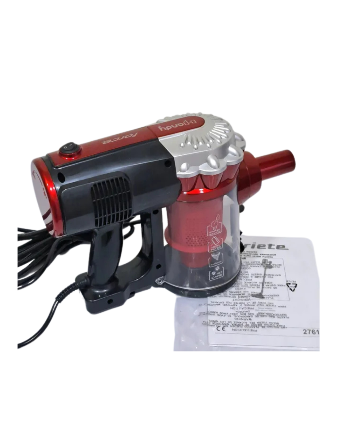 Ariete 2761 - Aspirador con Cable 2 en 1, de Mano y Escoba, Ciclónico,