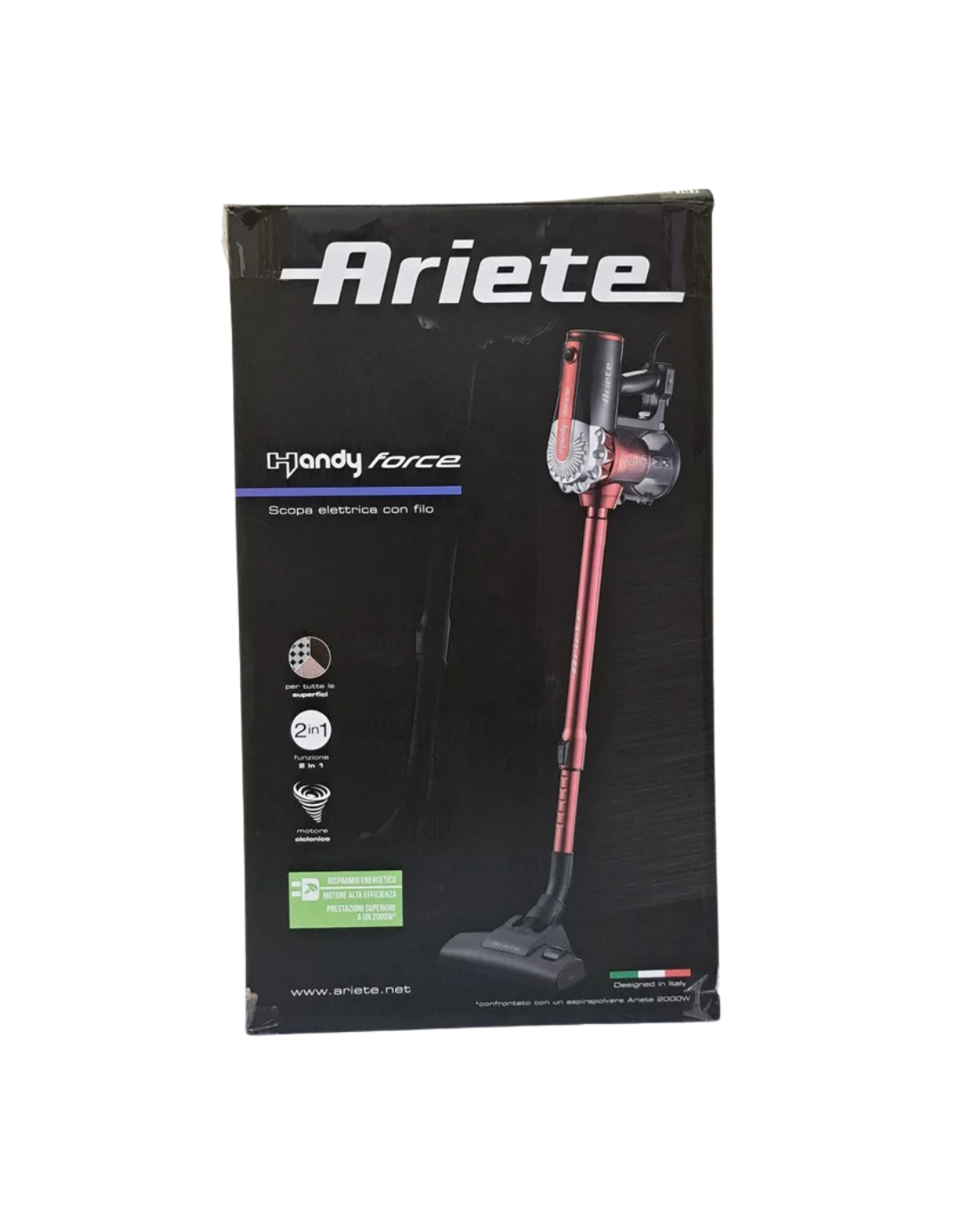 Ariete 2761 - Aspirador con Cable 2 en 1, de Mano y Escoba, Ciclónico,