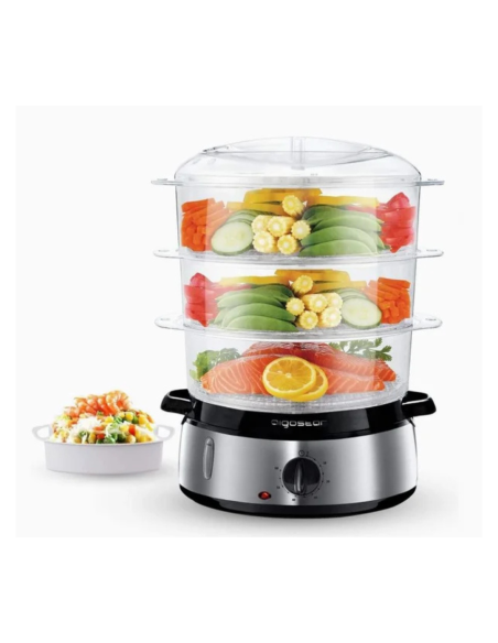 Aigostar Fitfoodie Steel - Vaporera eléctrica 800W, 3 recipientes Inde