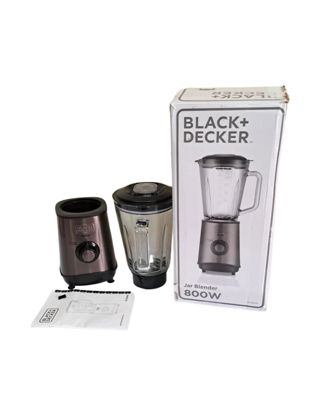 Black+Decker BXJB800E Batidora de Vaso, 800 W, 1.5 Litros, Jarra Crist