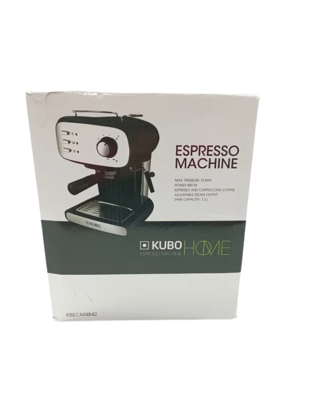 Kubo Cafetera Espresso, Presión 15 bar, Depósito Agua 1.2L, 850W