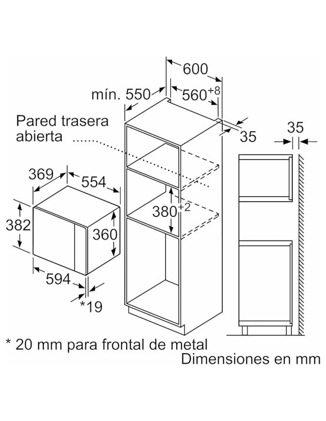 Bosch - Microondas integrable, Grill, Serie 6 BEL5554MS0