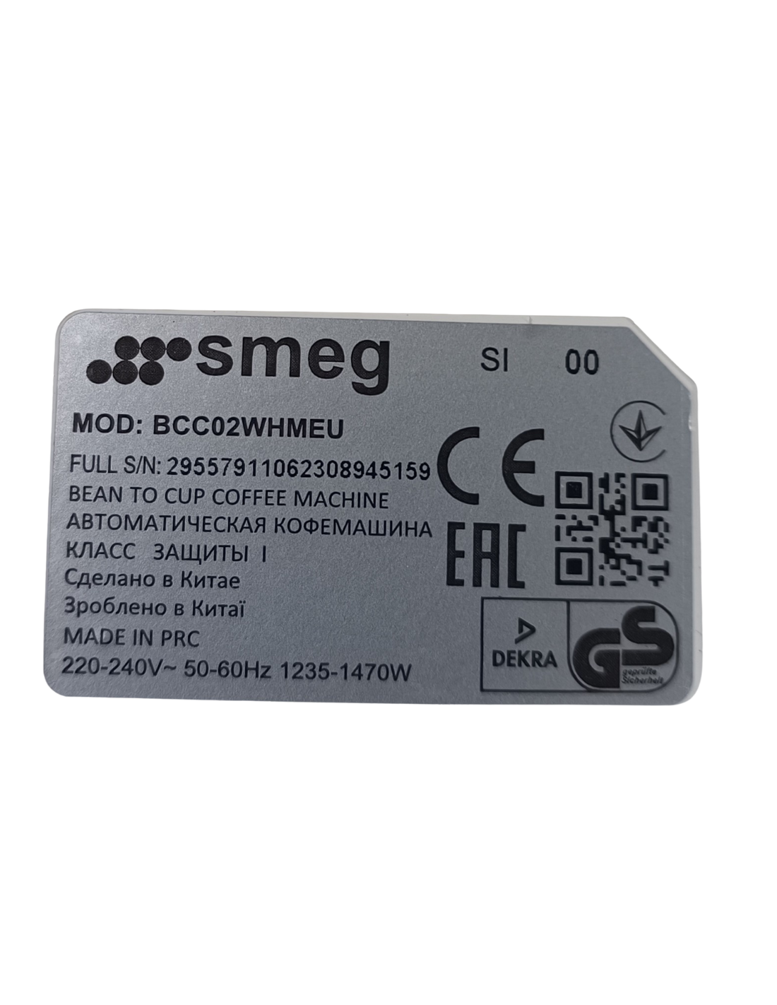 Válvula Solenoide Smeg BCC02WHMEU Cafetera automática