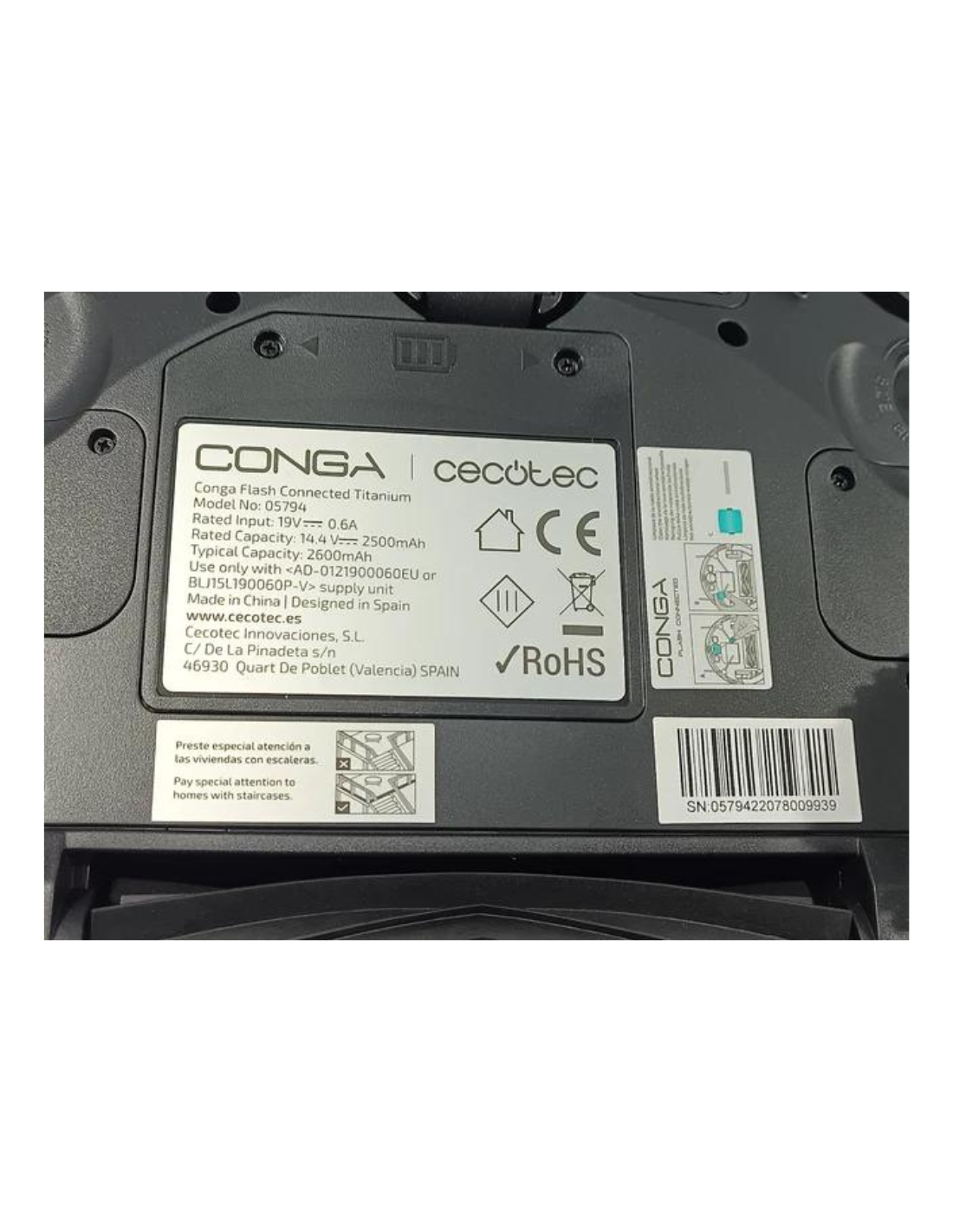 Cecotec Robot Aspirador y Friegasuelos Conga Flash Connected Titanium