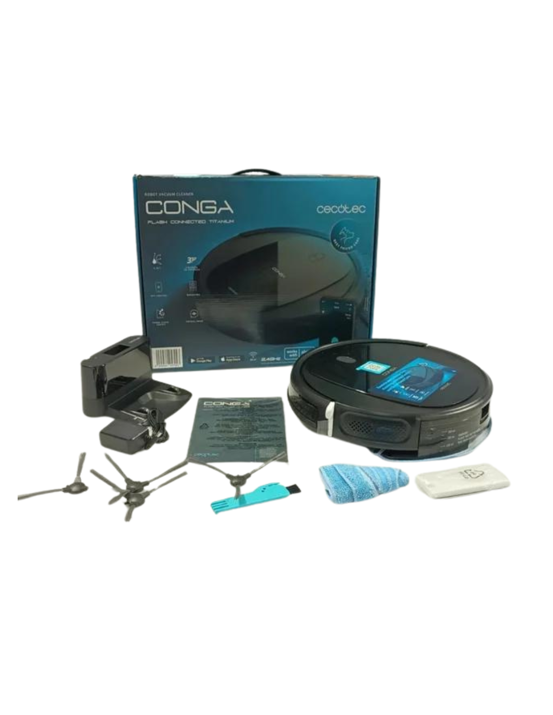 Cecotec Robot Aspirador y Friegasuelos Conga Flash Connected Titanium