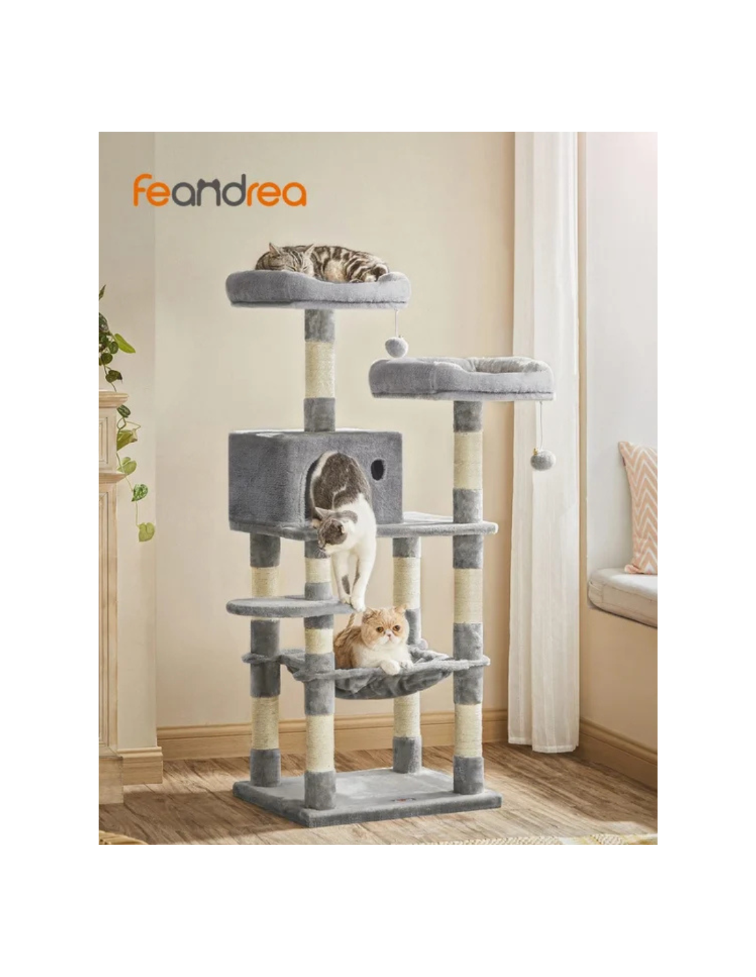 Feandrea Árbol para Gatos de Altura 143 cm, Torre para Gatos