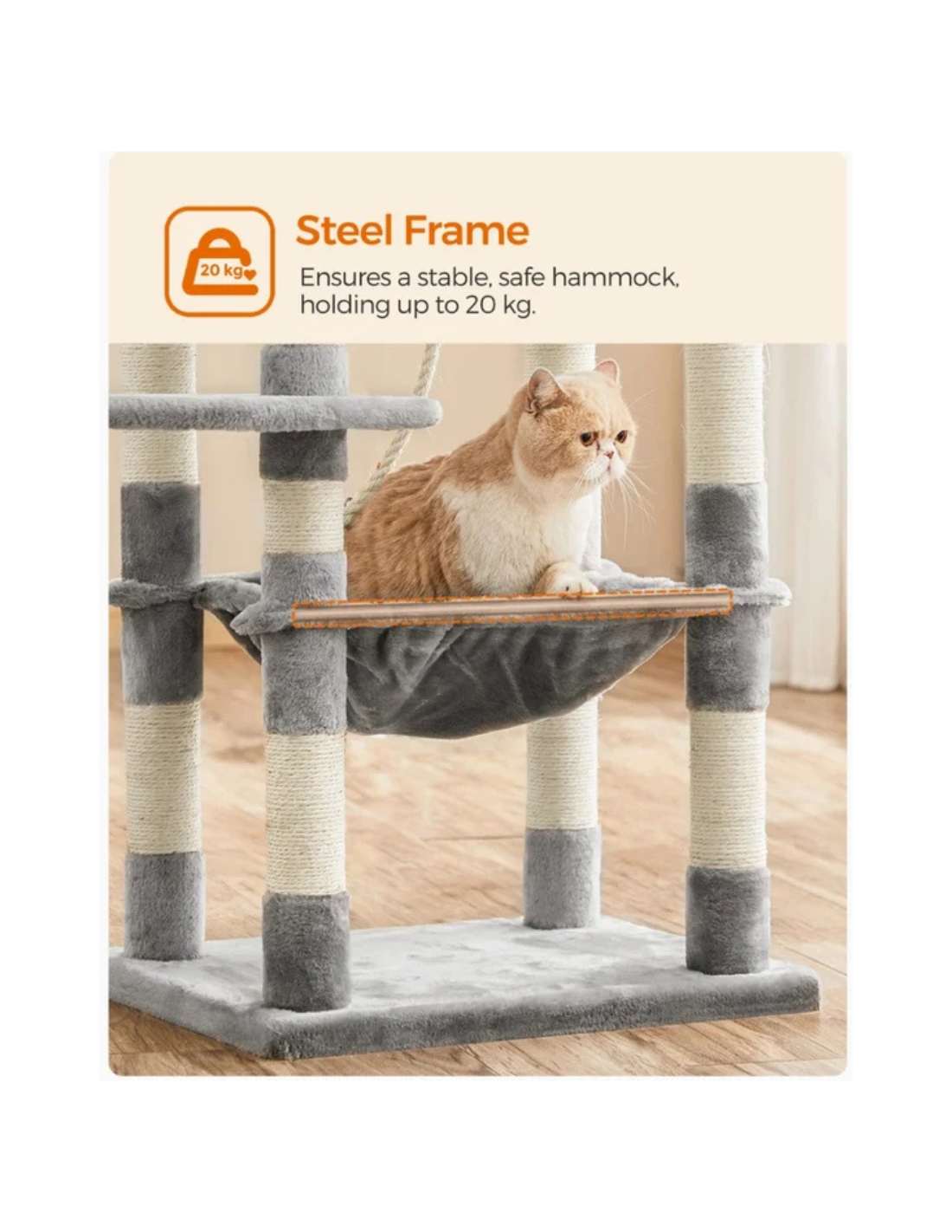 Feandrea Árbol para Gatos de Altura 143 cm, Torre para Gatos