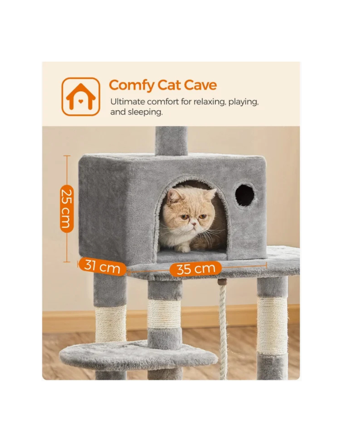 Feandrea Árbol para Gatos de Altura 143 cm, Torre para Gatos