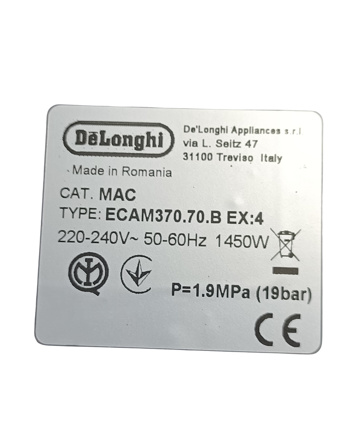 Válvula Mecánica De'Longhi Dinamica Plus ECAM 370.70.B