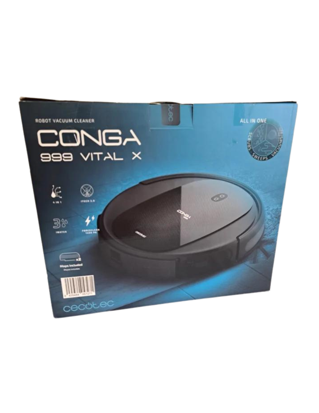 Cecotec Robot Aspirador y Friegasuelos Conga 999 Vital X. 1400 Pa