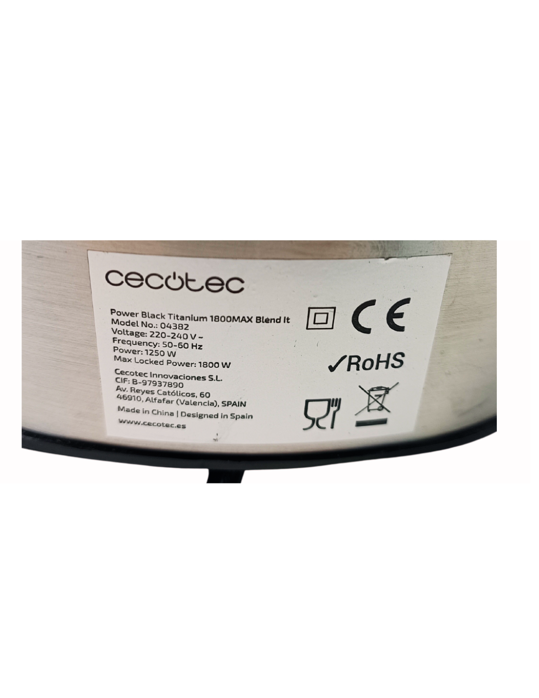 Motor Batidora Power Black Titanium 1800 Max Blend IT