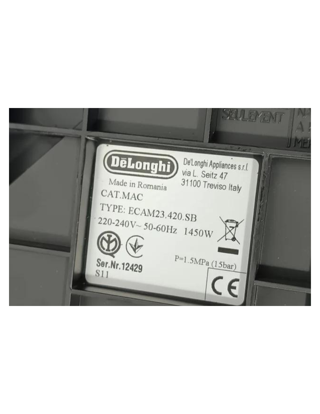 De'longhi - Cafetera Superautomática 15 Bares de Presión